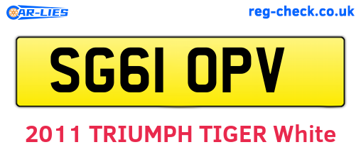 SG61OPV are the vehicle registration plates.