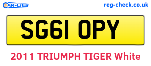 SG61OPY are the vehicle registration plates.