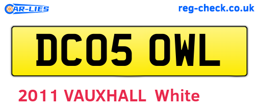 DC05OWL are the vehicle registration plates.