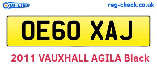 OE60XAJ are the vehicle registration plates.