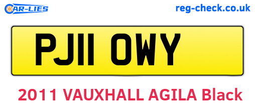 PJ11OWY are the vehicle registration plates.