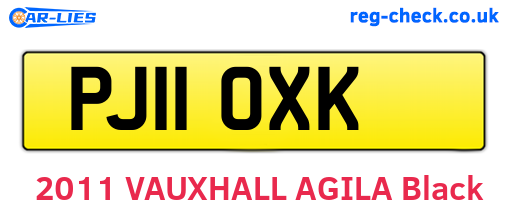 PJ11OXK are the vehicle registration plates.