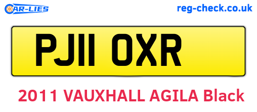 PJ11OXR are the vehicle registration plates.