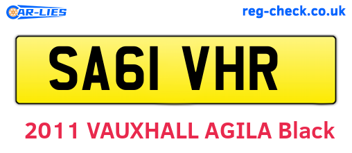 SA61VHR are the vehicle registration plates.