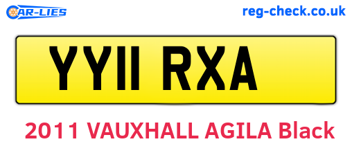YY11RXA are the vehicle registration plates.
