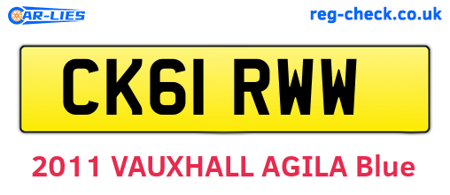 CK61RWW are the vehicle registration plates.