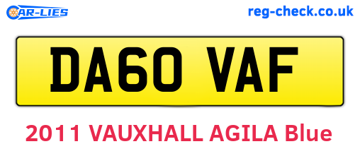 DA60VAF are the vehicle registration plates.