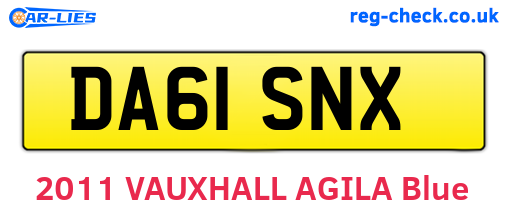 DA61SNX are the vehicle registration plates.