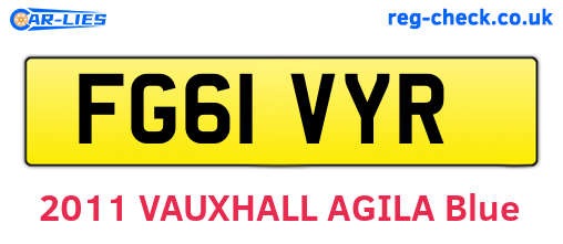 FG61VYR are the vehicle registration plates.