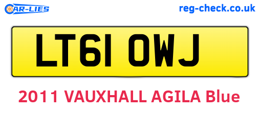 LT61OWJ are the vehicle registration plates.