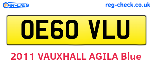 OE60VLU are the vehicle registration plates.