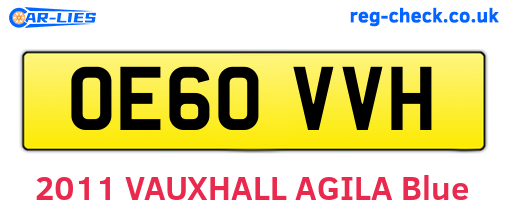 OE60VVH are the vehicle registration plates.