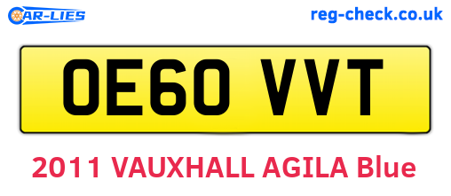 OE60VVT are the vehicle registration plates.