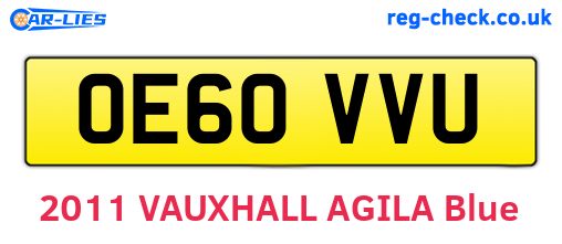 OE60VVU are the vehicle registration plates.