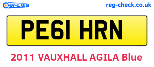 PE61HRN are the vehicle registration plates.