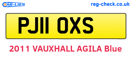 PJ11OXS are the vehicle registration plates.