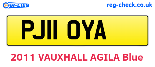 PJ11OYA are the vehicle registration plates.