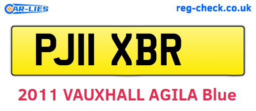 PJ11XBR are the vehicle registration plates.