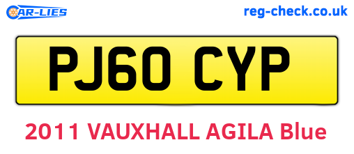 PJ60CYP are the vehicle registration plates.