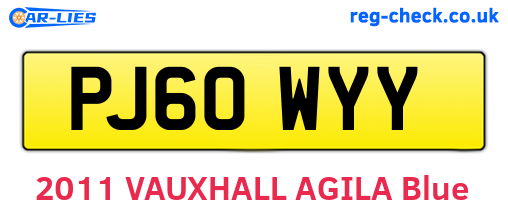 PJ60WYY are the vehicle registration plates.