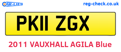 PK11ZGX are the vehicle registration plates.
