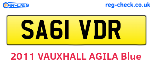 SA61VDR are the vehicle registration plates.