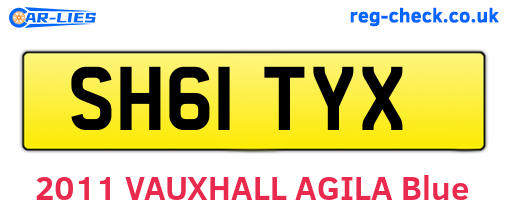 SH61TYX are the vehicle registration plates.