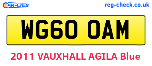 WG60OAM are the vehicle registration plates.