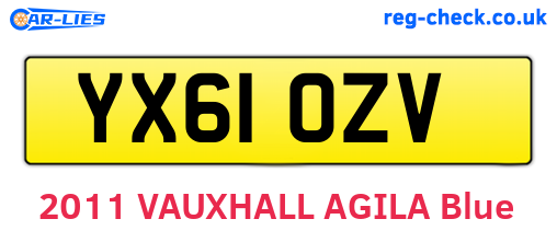 YX61OZV are the vehicle registration plates.