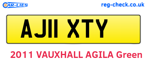 AJ11XTY are the vehicle registration plates.