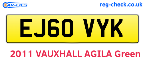 EJ60VYK are the vehicle registration plates.