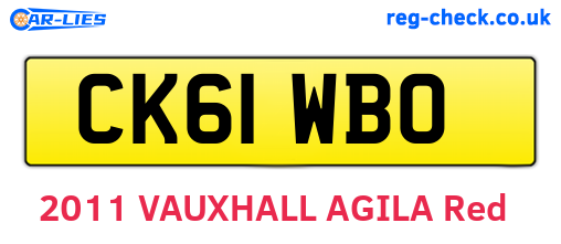 CK61WBO are the vehicle registration plates.