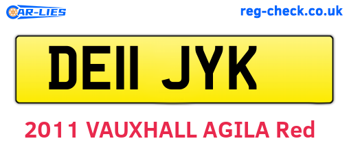 DE11JYK are the vehicle registration plates.