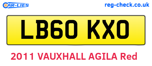 LB60KXO are the vehicle registration plates.