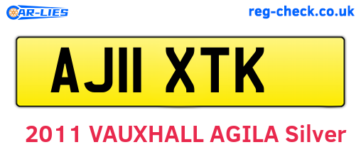 AJ11XTK are the vehicle registration plates.