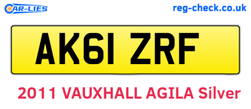 AK61ZRF are the vehicle registration plates.