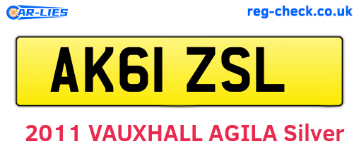 AK61ZSL are the vehicle registration plates.