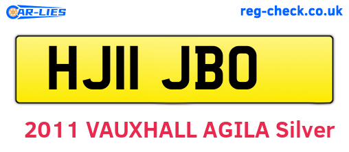 HJ11JBO are the vehicle registration plates.