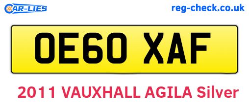 OE60XAF are the vehicle registration plates.