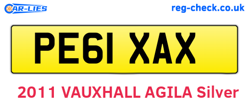 PE61XAX are the vehicle registration plates.