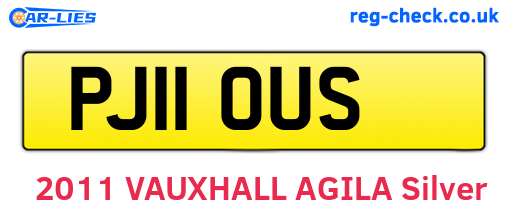 PJ11OUS are the vehicle registration plates.