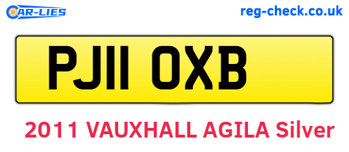 PJ11OXB are the vehicle registration plates.