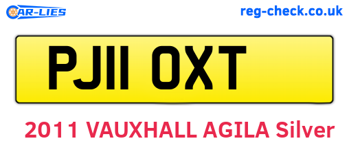 PJ11OXT are the vehicle registration plates.