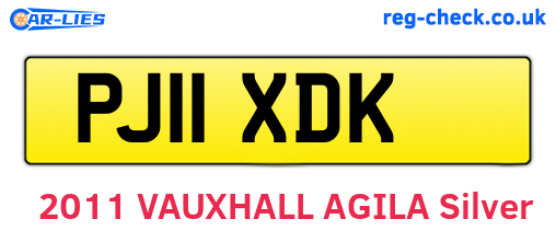 PJ11XDK are the vehicle registration plates.