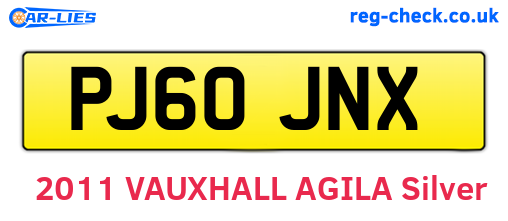 PJ60JNX are the vehicle registration plates.