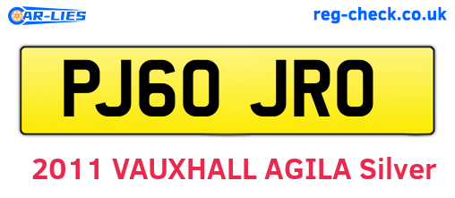 PJ60JRO are the vehicle registration plates.
