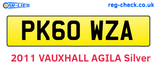 PK60WZA are the vehicle registration plates.