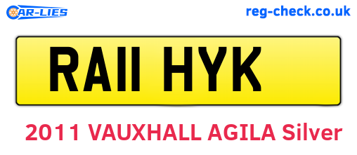 RA11HYK are the vehicle registration plates.