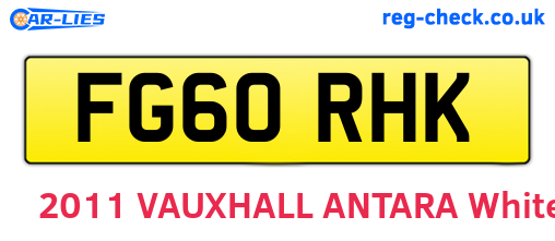 FG60RHK are the vehicle registration plates.