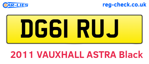 DG61RUJ are the vehicle registration plates.